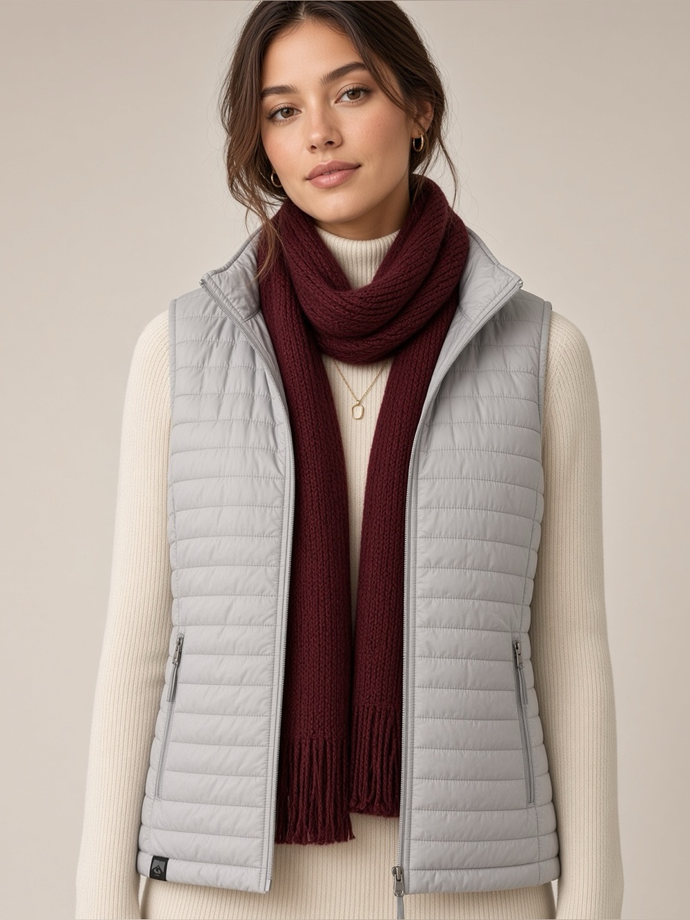 Storm Creek Light Gray Quilted Lightweight Puffer Vest S